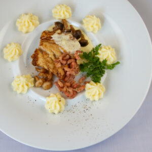 Visfilet met puree en grijze garnalen - Maaltijden aan huis